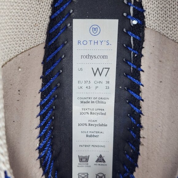 ROTHY'S The Flat Round Toe Flax Birdseye Cream/Gray Comfort Ballet Flats - Picture 7 of 9